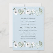 Invitation Mariage bleu anémone vintage (Devant)