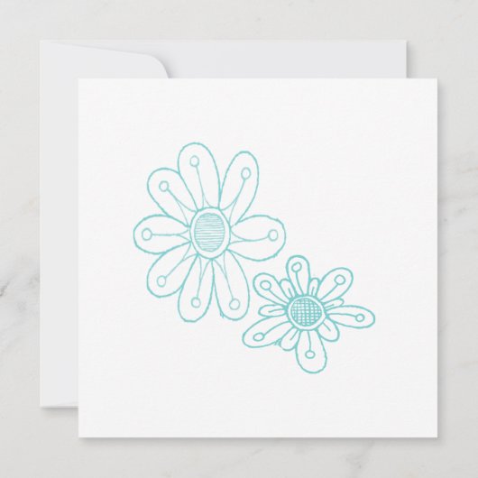 Invitation Mariage Bleu Aqua à fleurs simples (Dos)