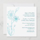 Invitation Mariage Bleu Aqua à fleurs simples (Devant)
