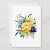 Invitation Mariage bleu Aquarelle Jaune (Dos)