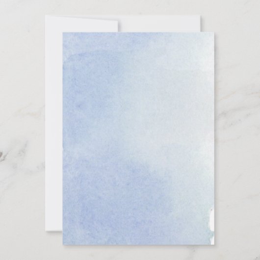 Invitation Mariage bleu aquarelle rustique (Dos)