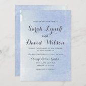 Invitation Mariage bleu aquarelle rustique (Devant / Derrière)
