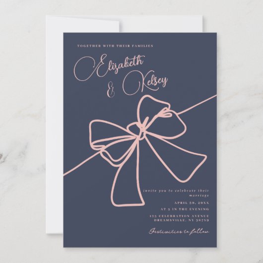 Invitation Mariage bleu ardoise chic (Devant)