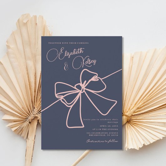 Invitation Mariage bleu ardoise chic