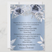 Invitation Mariage Bleu Argent Bouquet Floral Champagne (Dos)