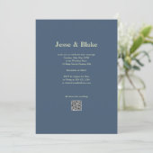 Invitation Mariage bleu avec Motif en lattes (Debout devant)