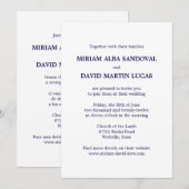 Invitation Mariage bleu bilingue minimaliste (Devant / Derrière)