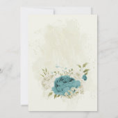 Invitation mariage bleu blanc fleurs verdure (Dos)