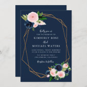 Invitation Mariage bleu bleu bleu marine (Devant / Derrière)