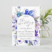 Invitation Mariage bleu bleu violet mauve rose marine (Debout devant)
