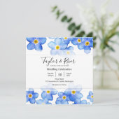 Invitation Mariage Bleu Campagnard de Myosotis (Debout devant)