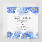 Invitation Mariage Bleu Campagnard de Myosotis (Devant)