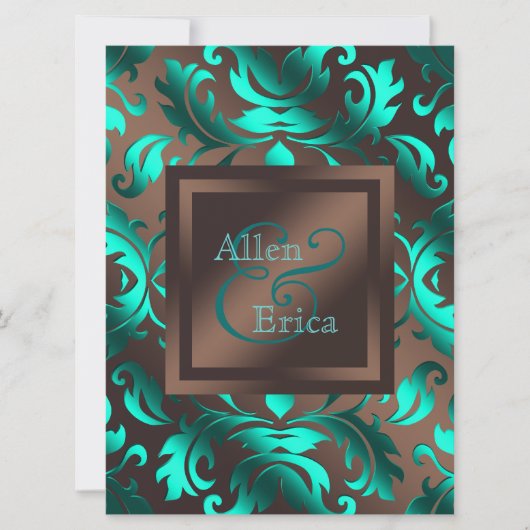 Invitation Mariage Bleu Canard et Marron Chocolat (Devant)