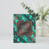 Invitation Mariage Bleu Canard et Marron Chocolat (Debout devant)