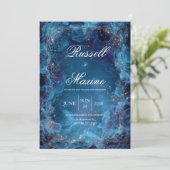 Invitation Mariage bleu céleste Nebula (Debout devant)