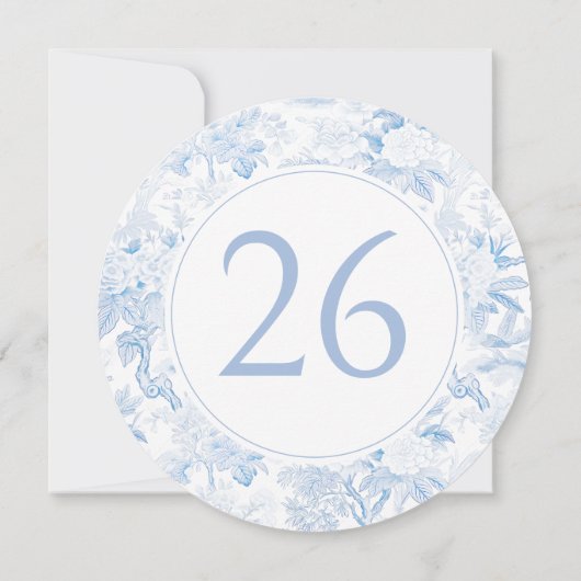 Invitation Mariage bleu clair Chinoiserie Cercle Numéro de ta (Dos)