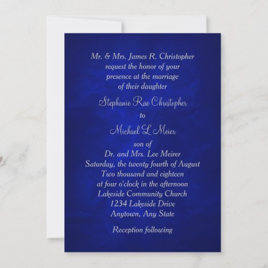 Invitation Mariage bleu clair de Monogramme à torsion d'argen (Dos)