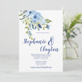 Invitation Mariage bleu clair et couleur marine | (Debout devant)