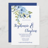 Invitation Mariage bleu clair et couleur marine | (Devant / Derrière)