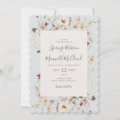 Invitation Mariage bleu clair Fleur sauvage ressort (Devant)