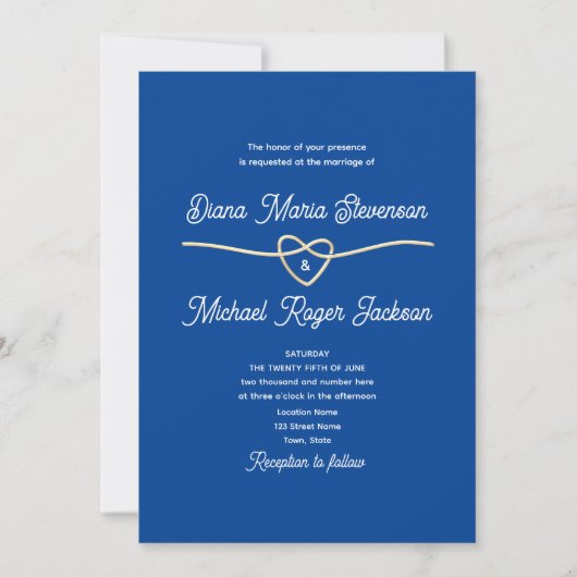 Invitation Mariage bleu classique (Devant)