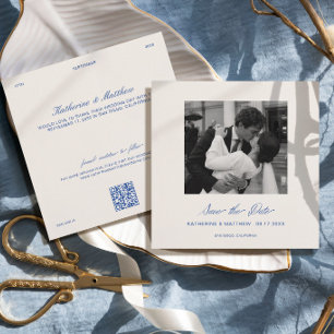 Invitation Mariage Bleu Cobalt Enregistrer la Date de Mariage
