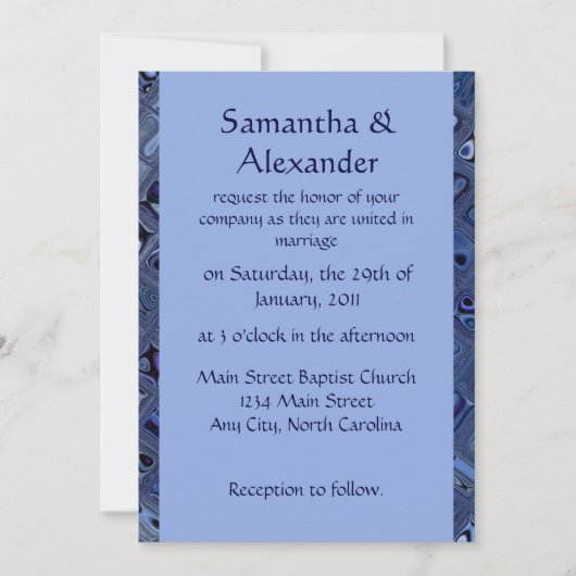 Invitation Mariage bleu contemporain (Devant)