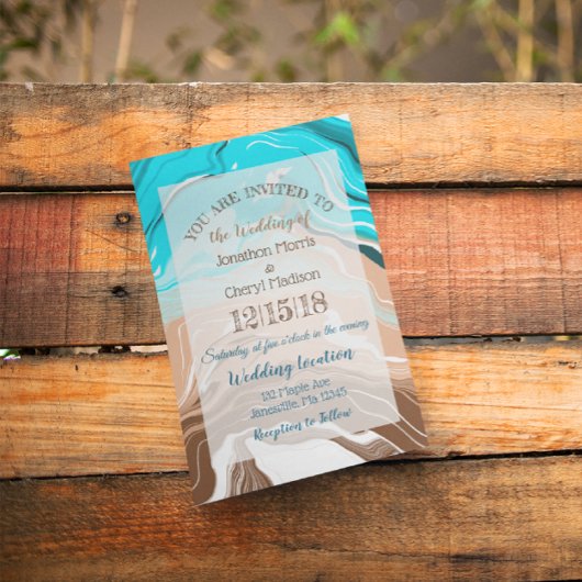 Invitation Mariage bleu côtier