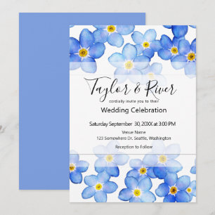 Invitation Mariage Bleu Country Forget-Me-Nots