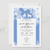 Invitation Mariage bleu coupé en faux papier Woodland (Devant)