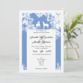 Invitation Mariage bleu coupé en faux papier Woodland (Debout devant)