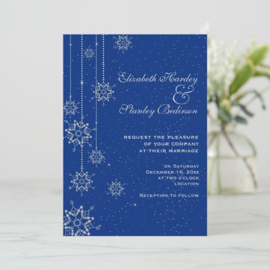 Invitation Mariage bleu cristal (Debout devant)