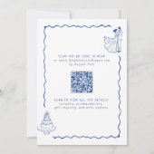 Invitation Mariage bleu de Cobalt illustré en blanc (Dos)