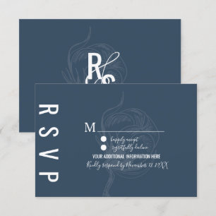 Invitation Mariage Bleu de Coton Botanique Plante