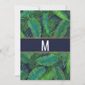 Invitation Mariage bleu de la marine Gold Navy Tropical Palm (Dos)