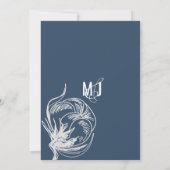 Invitation Mariage Bleu de Plante de Coton Botanique (Dos)