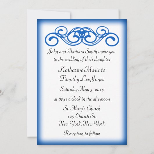 Invitation Mariage bleu de rouleau de conte de fées (Devant)