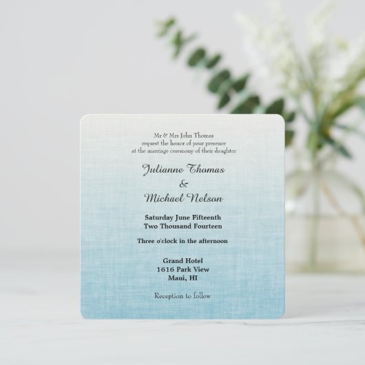 Invitation Mariage bleu dégradé (Debout devant)