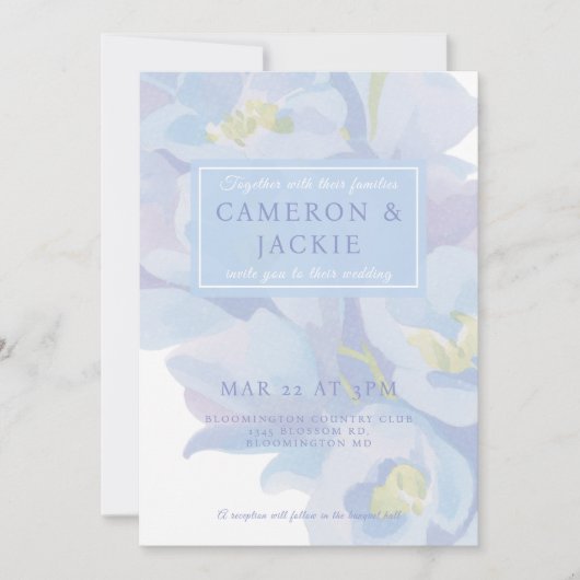 Invitation Mariage Bleu Delphinium (Devant)