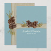Invitation Mariage bleu des Pins de Bois (Devant / Derrière)