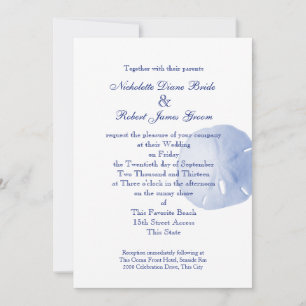 Invitation Mariage bleu Dollar de sable