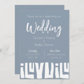 Invitation Mariage bleu dusty africain (Devant / Derrière)