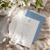 Invitation Mariage bleu Dusty | Conception botanique minimale