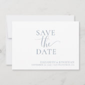 Invitation Mariage bleu Dusty Minimaliste Enregistrer La Cart (Devant)