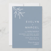 Invitation Mariage bleu Dusty minimum formel (Devant)