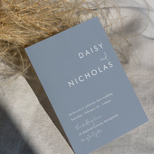 Invitation Mariage bleu Dusty moderne