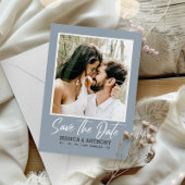 Invitation Mariage bleu Dusty moderne | Code QR Enregistrer l