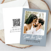 Invitation Mariage bleu Dusty moderne | Code QR Enregistrer l