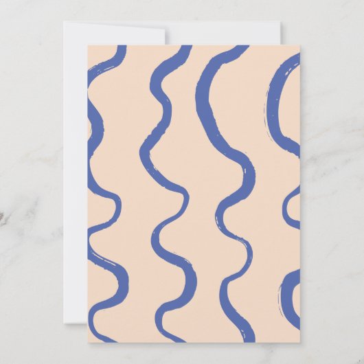 Invitation Mariage bleu et beige rétro Bold (Dos)