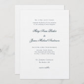 Invitation Mariage bleu et blanc de la marine (Devant / Derrière)